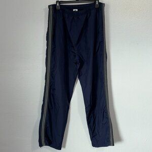 Russell Athletic Navy Track Pants L Zip Hem Mesh Lined Striped Sides Retro 2000s